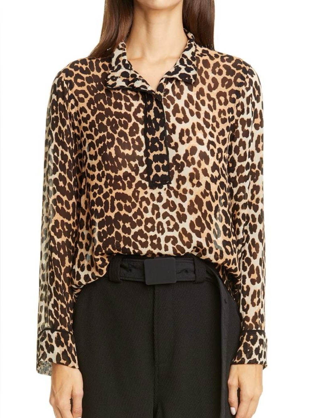 Ganni Georgette Shirt in Leopard